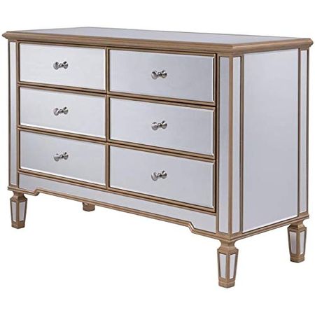 Elegant Decor 6 Drawer Dresser, 12345, Gold, Gold/