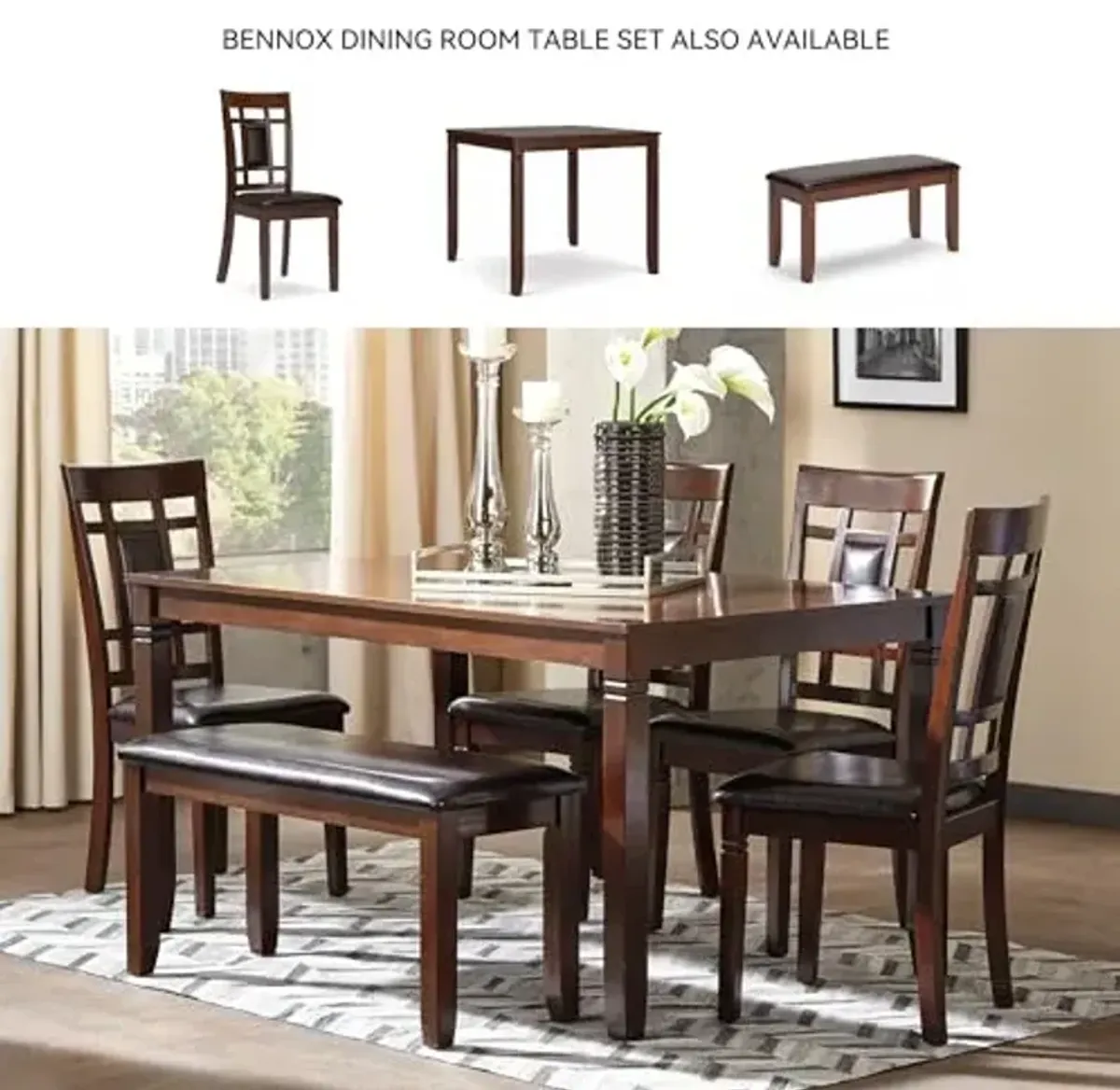 Signature Design by Ashley Bennox 5 Piece Counter Height Dining Set, Includes Table & 4 Barstools, Brown