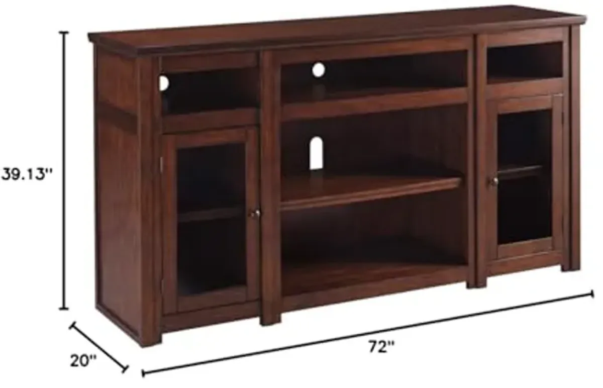 Signature Design by Ashley Harpan Traditional TV Stand Fits TVs up to 70", 3 Adjustable Shelves, 2 Storage Cabinets, Brown