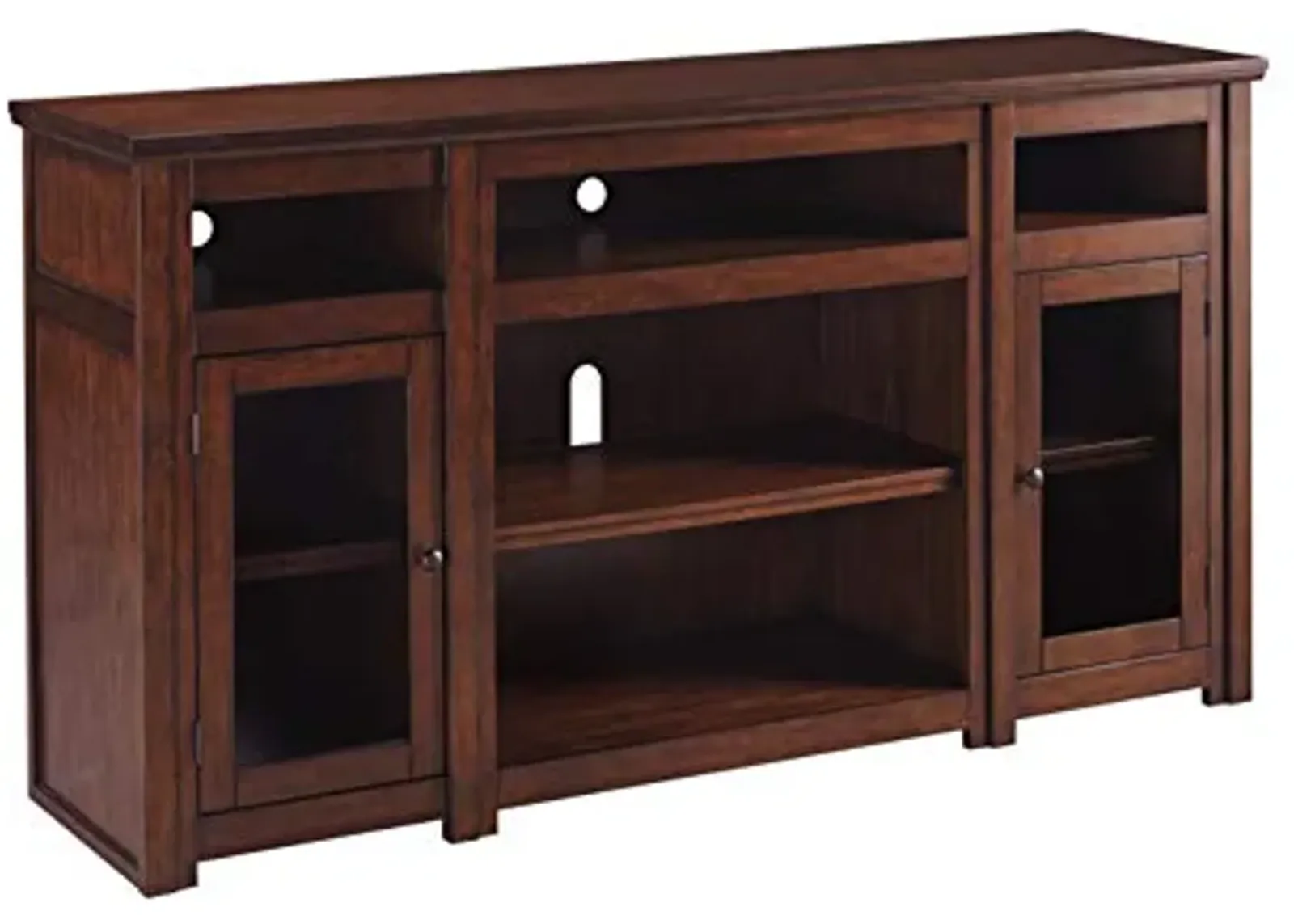 Signature Design by Ashley Harpan Traditional TV Stand Fits TVs up to 70", 3 Adjustable Shelves, 2 Storage Cabinets, Brown