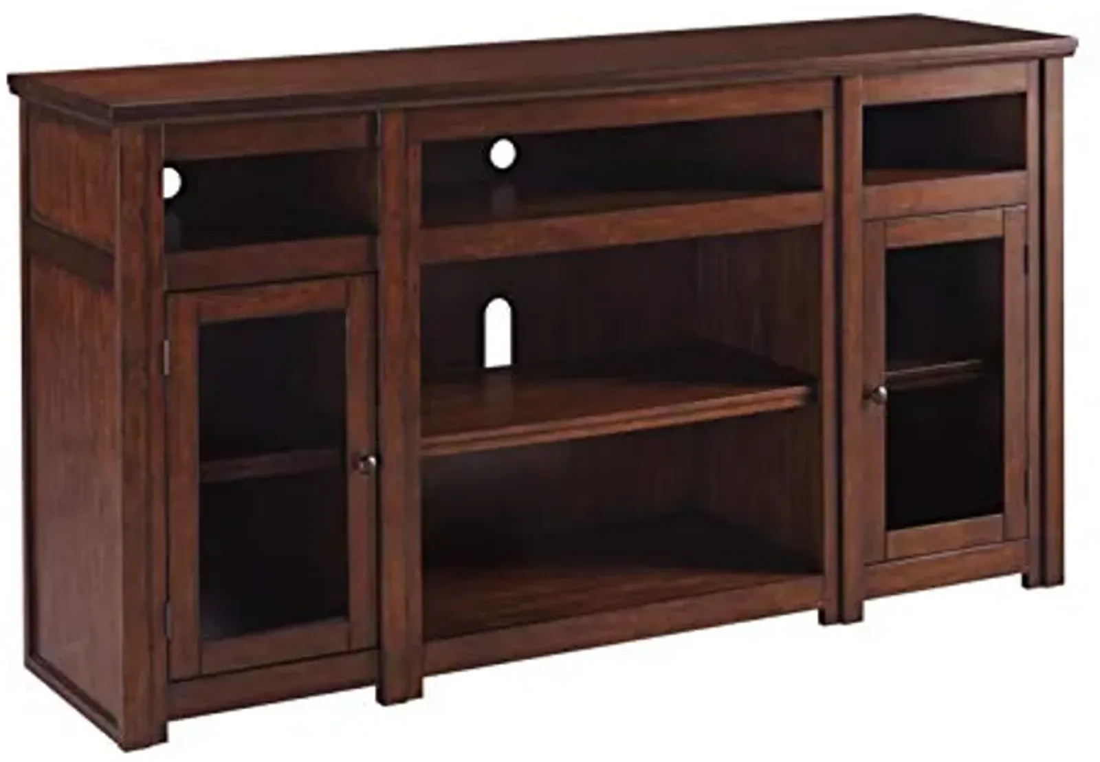 Signature Design by Ashley Harpan Traditional TV Stand Fits TVs up to 70", 3 Adjustable Shelves, 2 Storage Cabinets, Brown