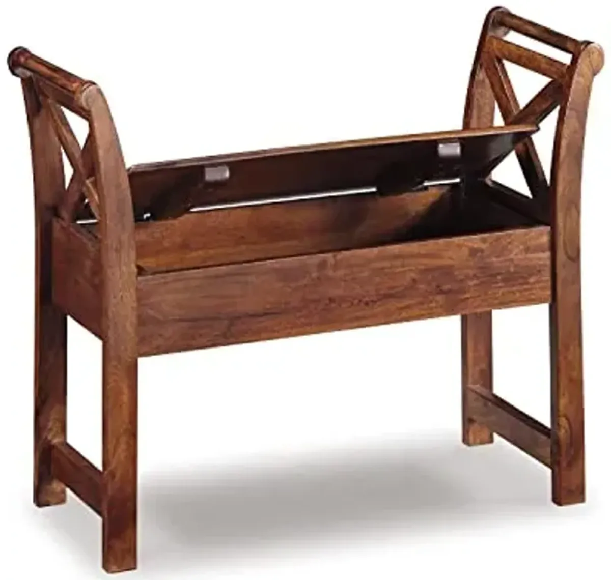 Signature Design by Ashley Abbonto Traditional Accent Bench with Hidden Storage Under Seat, Brown