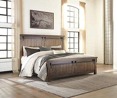 Signature Design by Ashley Lakeleigh Rustic Industrial Panel Headboard ONLY, King/California King, Light Brown