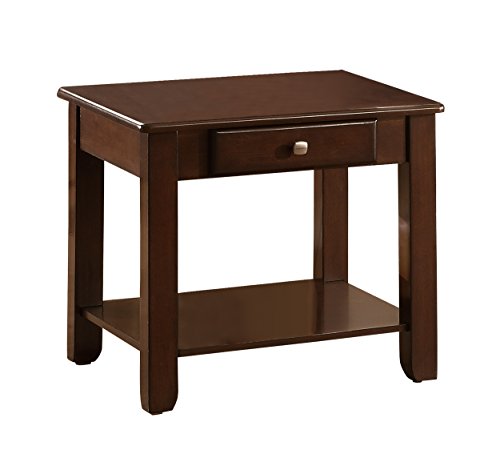 Homelegance Carrier End Table with Lower Shelf & Drawer, Cherry (3256RF-04)