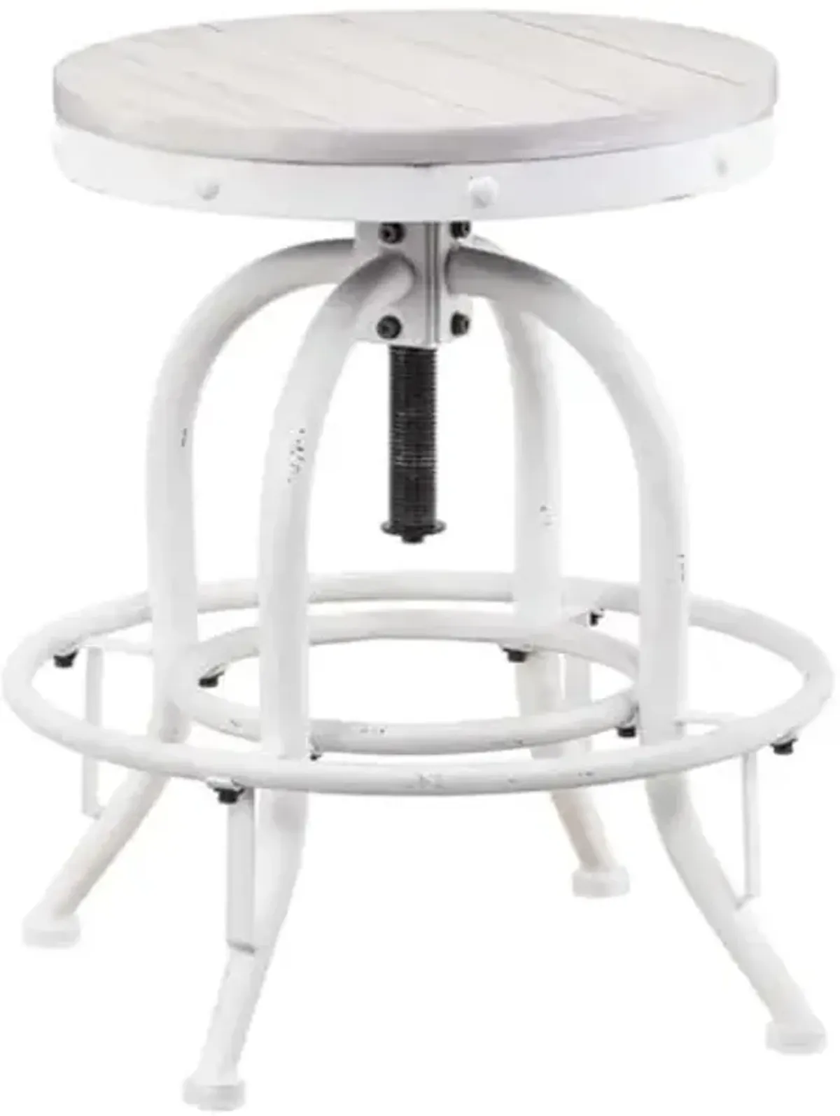 Southern Enterprises SEI Furniture Industrial Adjustable Swivel Bar Stool in White