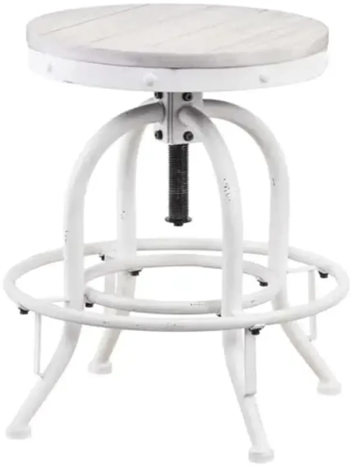 Southern Enterprises SEI Furniture Industrial Adjustable Swivel Bar Stool in White