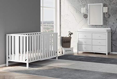 Storkcraft Pacific Convertible Crib, White, Easily Converts to Toddler Bed, Day Bed or Full Bed