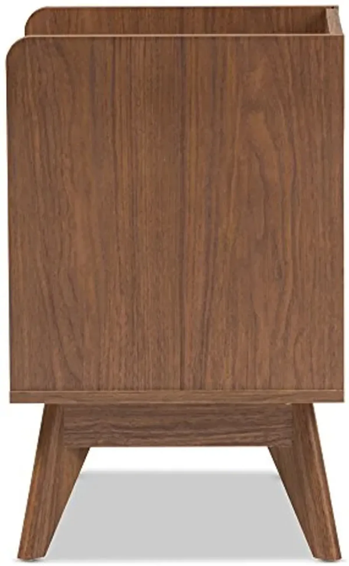 Baxton Studio Maddy Mid-Century Modern Wood 3-Drawer Storage Nightstand, White/Walnut Brown