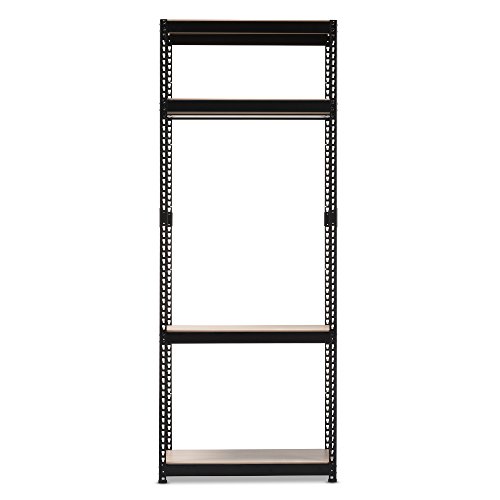 Baxton Studio Emeline Metal 4-Shelf Closet Storage Racking Organizer, Black