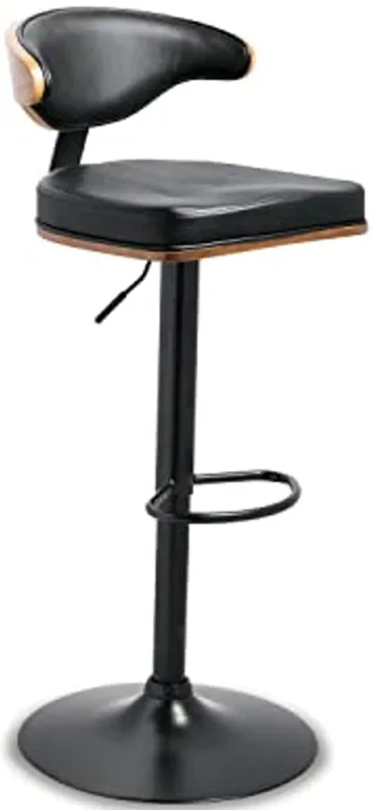 Signature Design by Ashley Bellatier Mid-Century Modern 43.25" Adjustable Height Bar Stool, Brown & Black