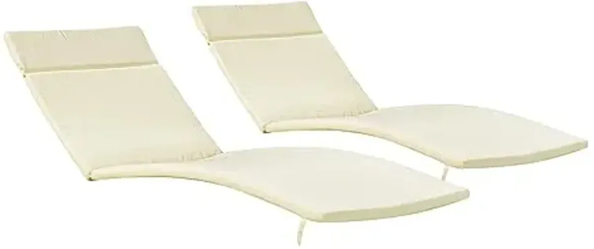 Christopher Knight Home New Lakeport Outdoor Chaise Lounge Cushion (Set of 2), 2 Count (Pack of 1), Beige