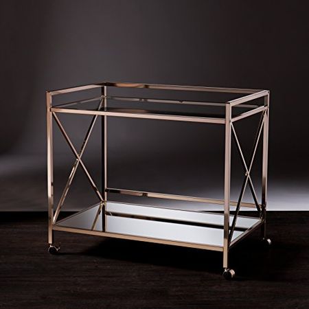 SEI Furniture Maxton Metallic Open Shelf Bar Cart, Gold