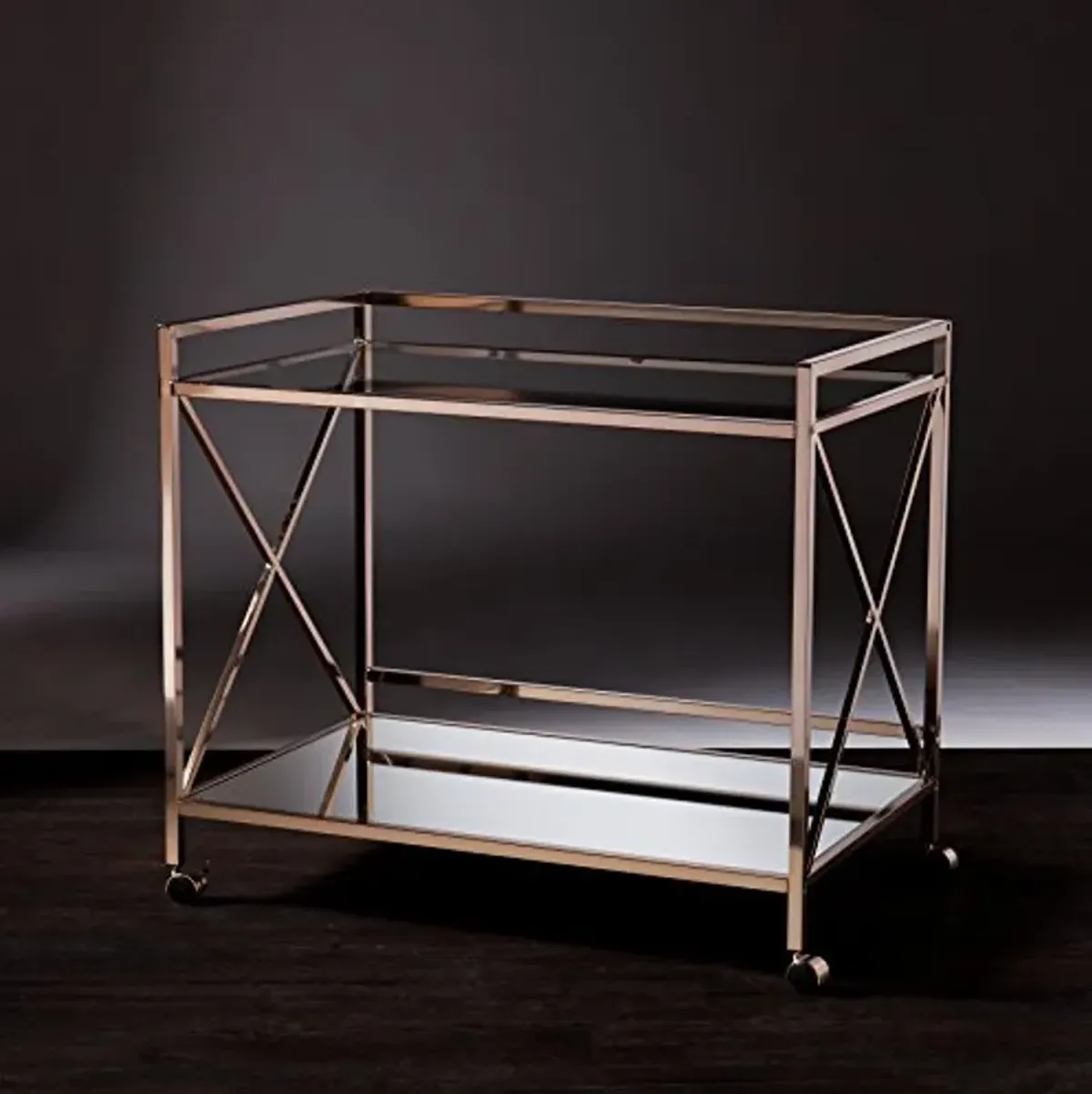 SEI Furniture Maxton Metallic Open Shelf Bar Cart, Gold