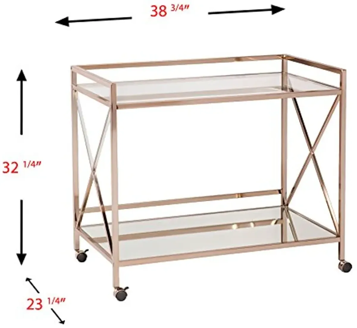 SEI Furniture Maxton Metallic Open Shelf Bar Cart, Gold