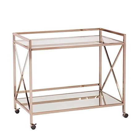 SEI Furniture Maxton Metallic Open Shelf Bar Cart, Gold