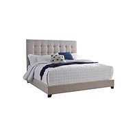 Signature Design by Ashley Dolante Queen Size Upholstered Tufted Bed Frame, Beige