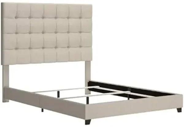 Signature Design by Ashley Dolante Queen Size Upholstered Tufted Bed Frame, Beige