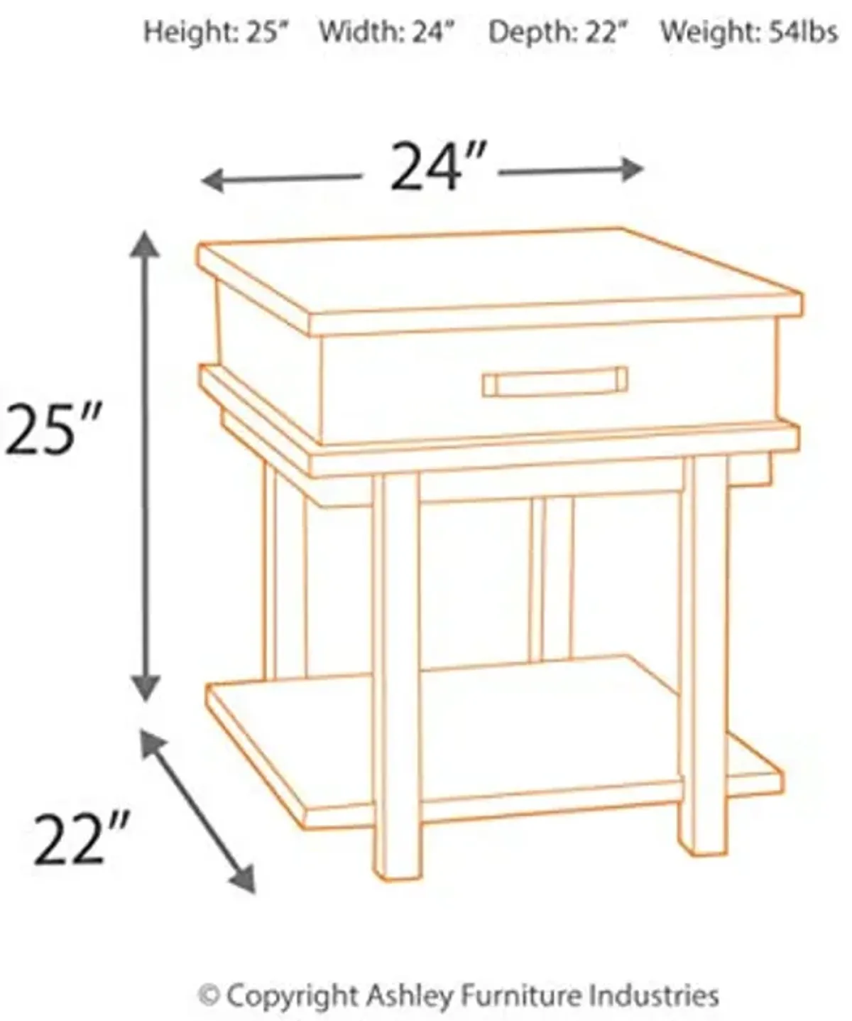 Signature Design by Ashley Stanah Rustic Rectangular End Table with 1 Drawer and Floor Shelf for Storage, Brown with Distressed Finish