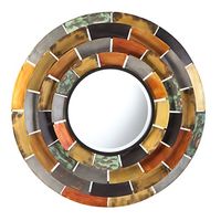 SEI Furniture Baroda Round Galvanized Metallic Decorative Mirror, Multicolor
