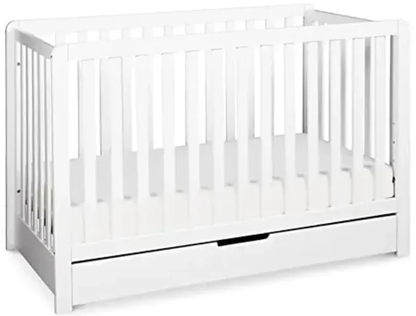 Carter's by DaVinci Colby 4-in-1 Convertible Crib with Trundle Drawer in White, Greenguard Gold Certified, Undercrib Storage