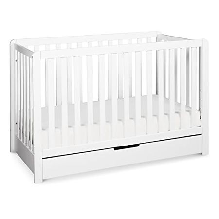 Carter's by DaVinci Colby 4-in-1 Convertible Crib with Trundle Drawer in White, Greenguard Gold Certified, Undercrib Storage