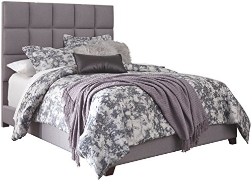 Signature Design by Ashley Dolante Modern Upholstered Square Tufted Platform Bed, Queen, Gray