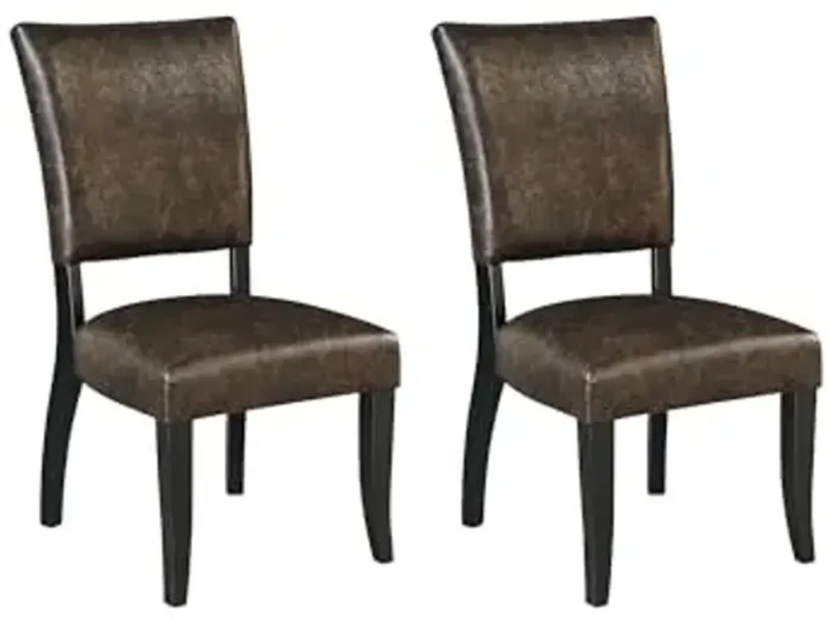 Signature Design by Ashley Sommerford Urban Farmhouse Faux Leather Upholstered Dining Chair, Set of 2, Dark Brown
