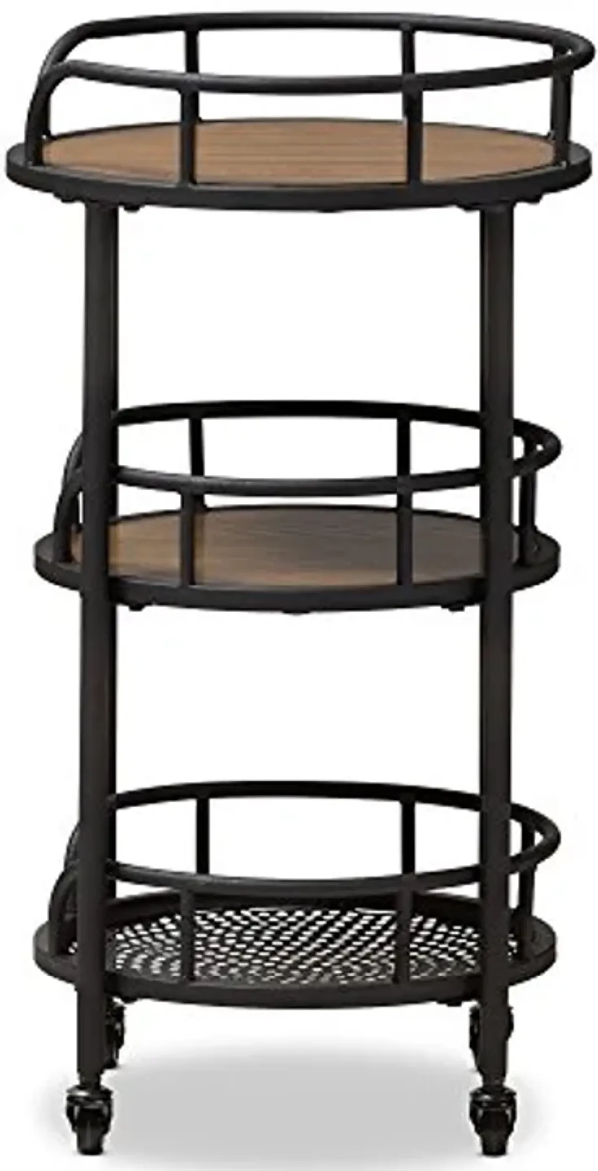 Baxton Studio Trolleys & Carts, Black/Walnut Brown