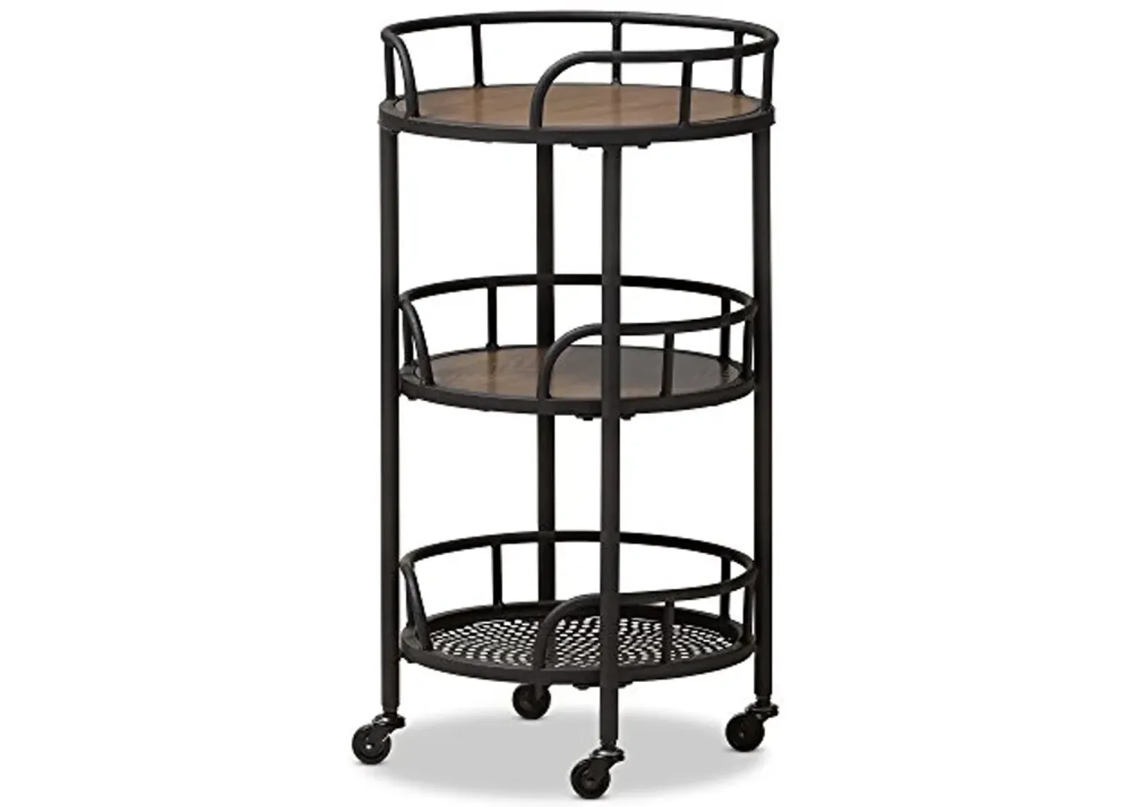 Baxton Studio Trolleys & Carts, Black/Walnut Brown