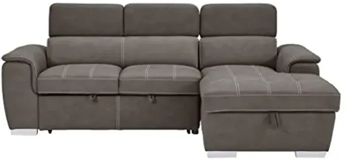 Homelegance Ferriday 98" x 66" Sectional Sleeper with Storage, Taupe