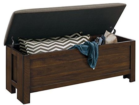 Homelegance Sedley Lift-Top Storage Bench With Upholstered Seat, Walnut