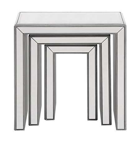 Elegant Decor 3 Pcs Nested Table, Silver