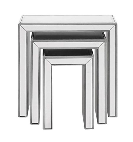 Elegant Decor 3 Pcs Nested Table, Silver