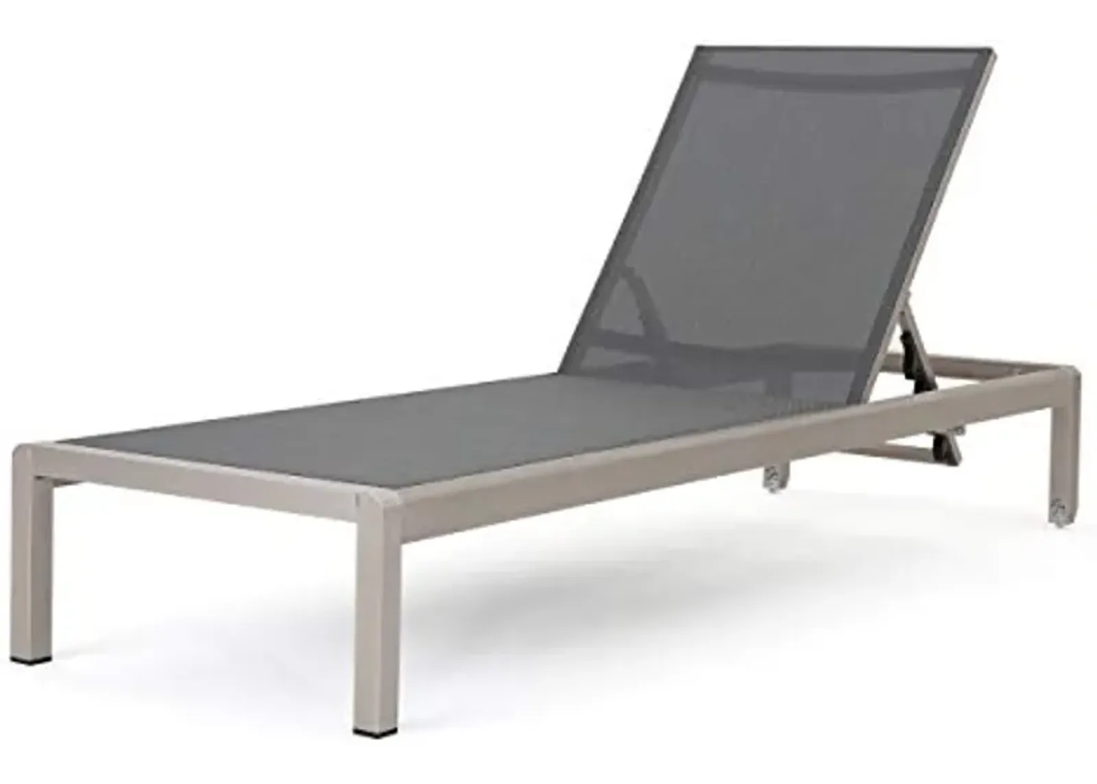 Christopher Knight Home Cape Coral Outdoor Mesh Chaise Lounge, Silver / Dark Grey