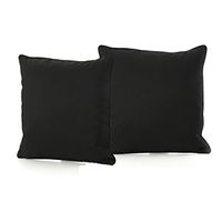 Christopher Knight Home Coronado Outdoor Square Water Resistant Pillows, 2-Pcs Set, Black