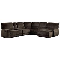 Homelegance Shreveport 6-Piece Sectional with Two Reclining Chairs and One Right Side Reclining Chaise Fabric Chenille, Brown