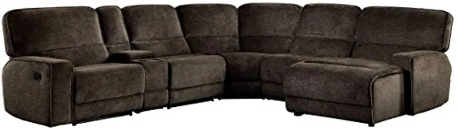 Homelegance Shreveport 6-Piece Sectional with Two Reclining Chairs and One Right Side Reclining Chaise Fabric Chenille, Brown