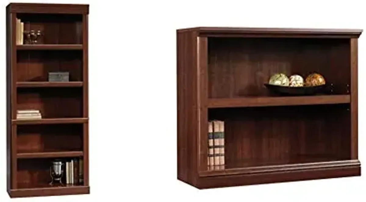 Sauder Heritage Hill Library - Classic Cherry finish & 2-Shelf Bookcase, Select Cherry finish