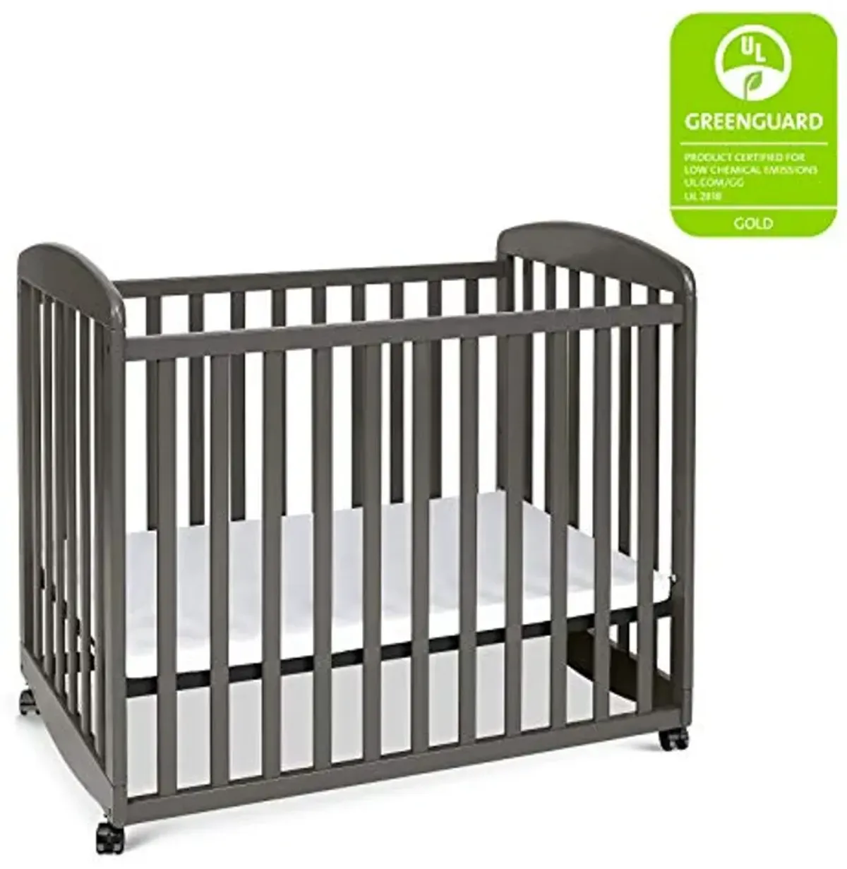 DaVinci Alpha Mini Rocking Crib in Slate, Removable Wheels, Greenguard Gold Certified