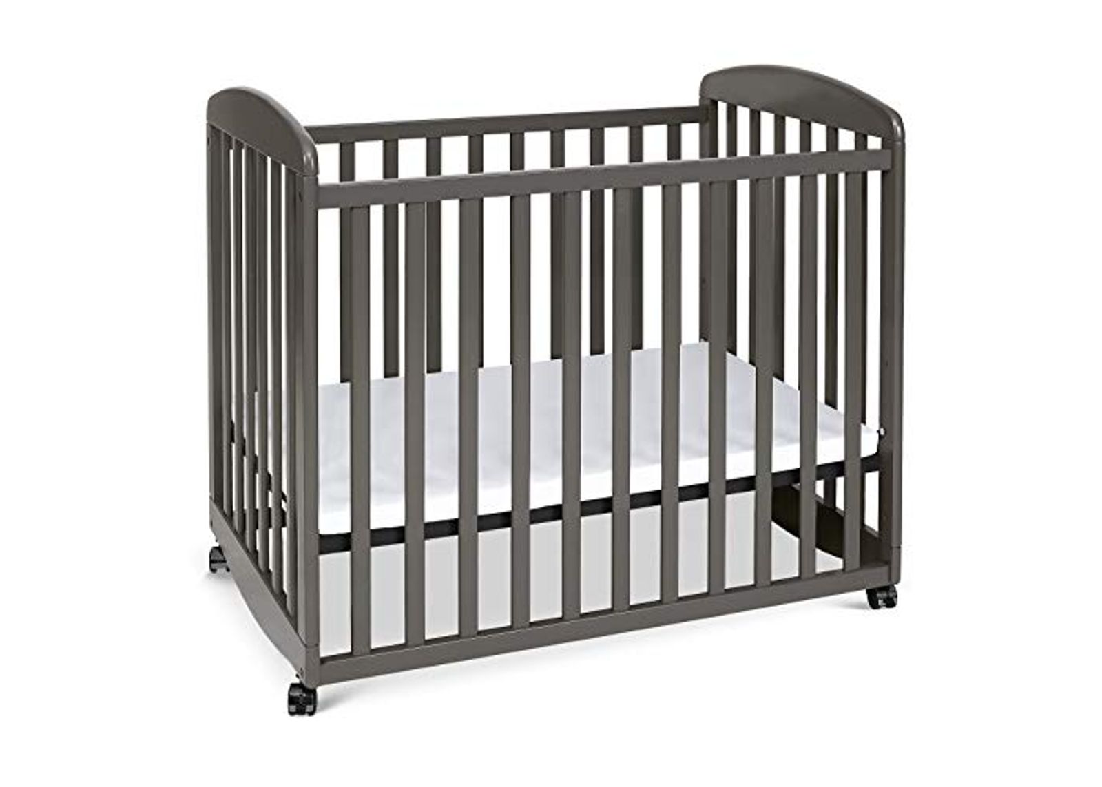 DaVinci Alpha Mini Rocking Crib in Slate, Removable Wheels, Greenguard Gold Certified