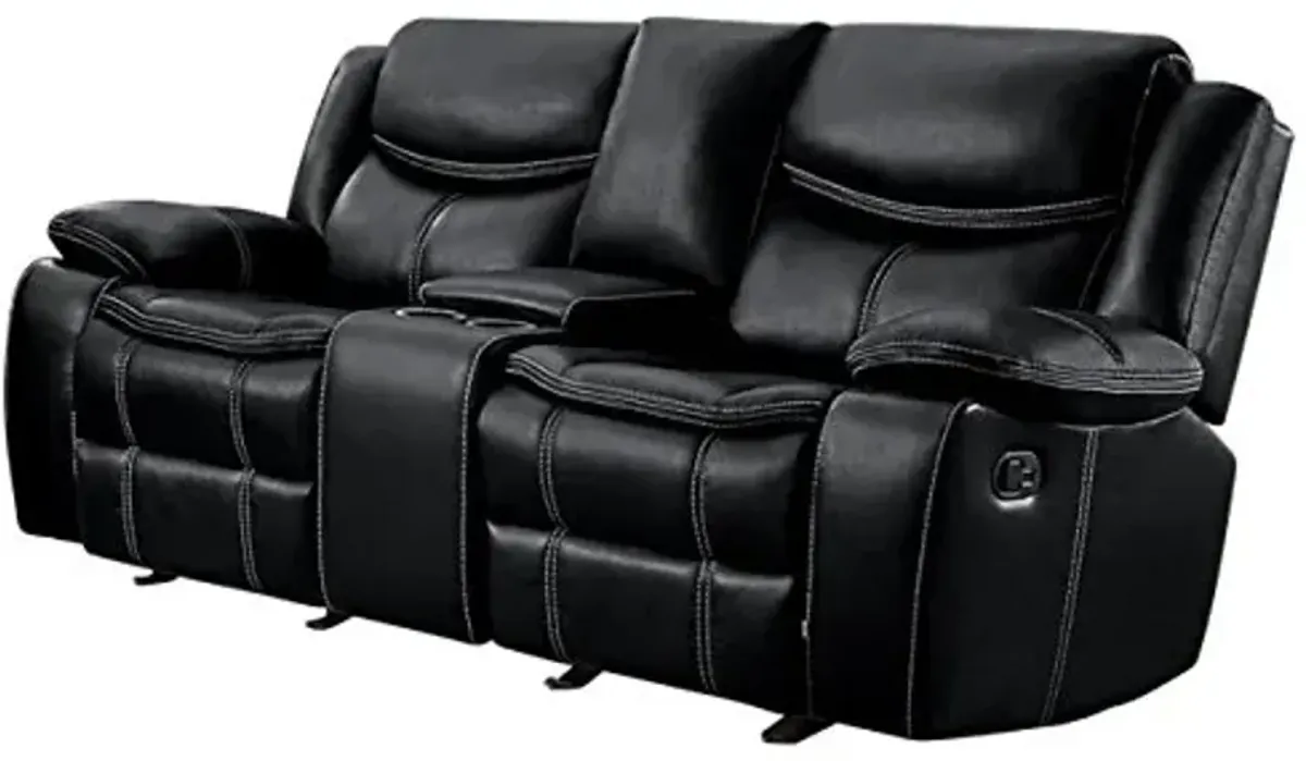 Homelegance 79" Manual Double Glider Reclining Loveseat, Black