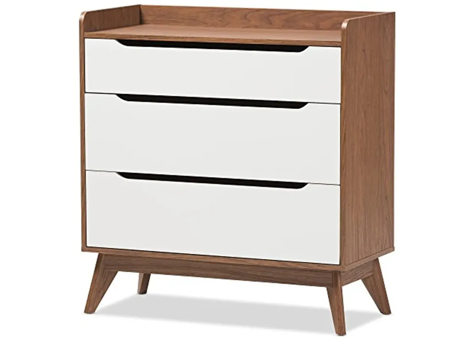 Baxton Studio Chests of Drawers/Bureaus, 3-Drawer Storage Chest, White/Walnut Brown, 424-7494-AMZ