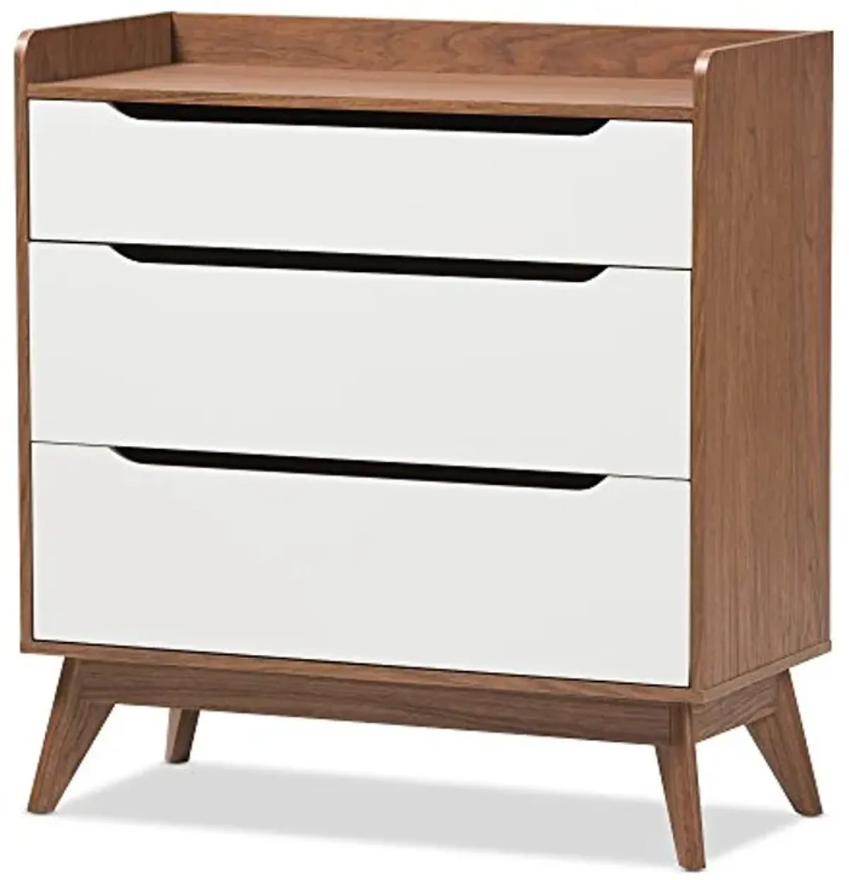 Baxton Studio Chests of Drawers/Bureaus, 3-Drawer Storage Chest, White/Walnut Brown, 424-7494-AMZ