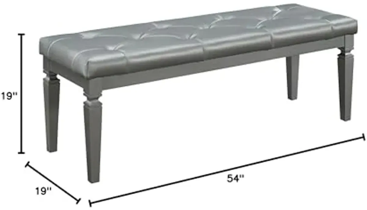 Homelegance Allura Modern Crystal Tufted Footboard Bench, Silver Bi-Cast Vinyl