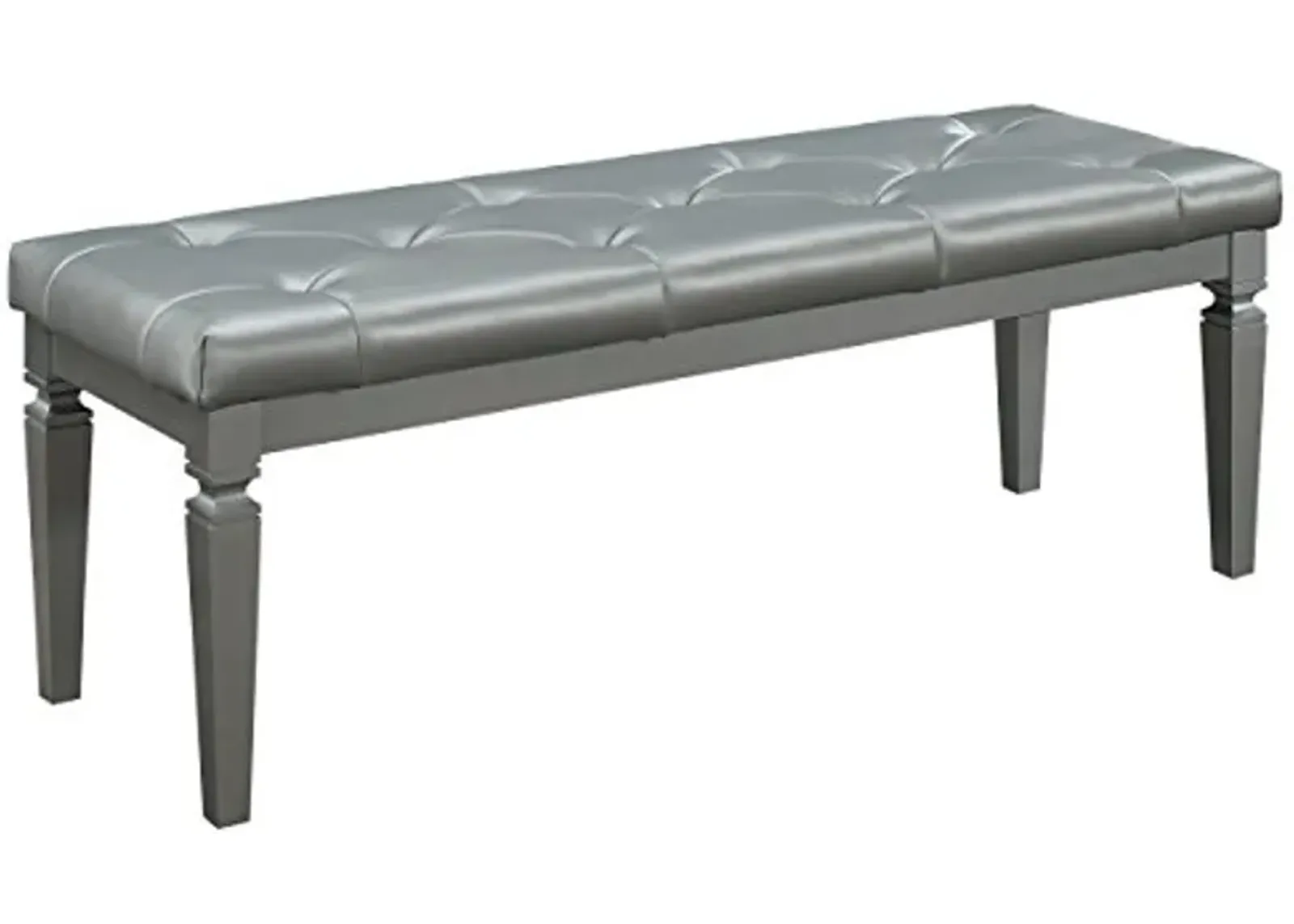 Homelegance Allura Modern Crystal Tufted Footboard Bench, Silver Bi-Cast Vinyl