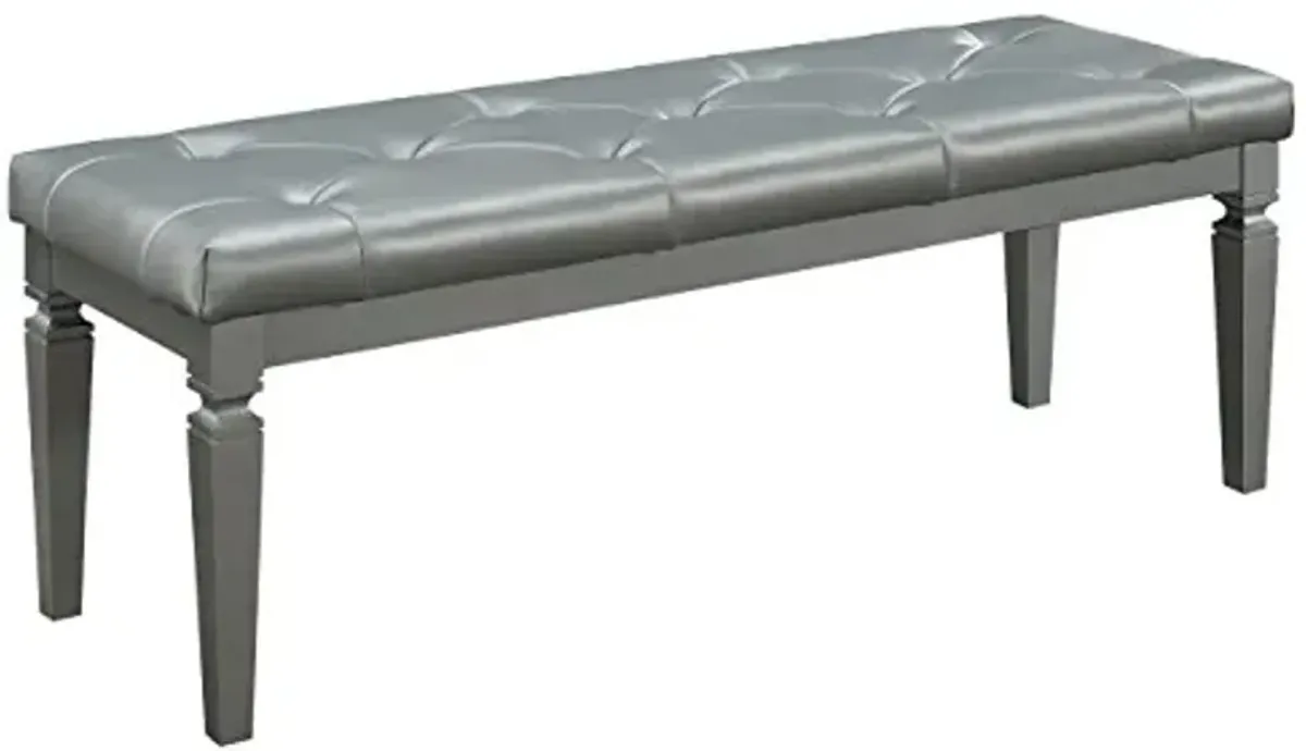 Homelegance Allura Modern Crystal Tufted Footboard Bench, Silver Bi-Cast Vinyl