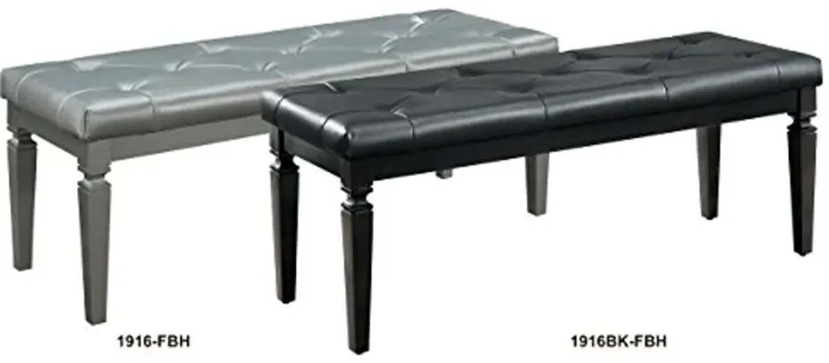 Homelegance Allura Modern Crystal Tufted Footboard Bench, Black Bi-Cast Vinyl