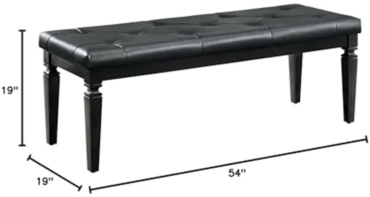 Homelegance Allura Modern Crystal Tufted Footboard Bench, Black Bi-Cast Vinyl