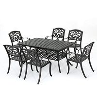 Christopher Knight Home Abigal Outdoor Cast Aluminum Dining Set with Leaf, 7-Pcs Set, Shiny Copper