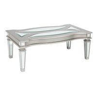 Signature Design by Ashley Tessani Glam Rectangular Coffee Table with Beveled Mirrored Glass, Silver